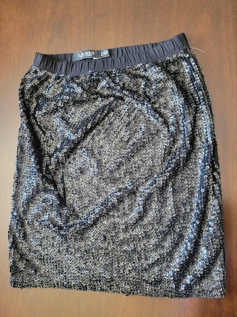Lauren Ralph Lauren Black Sequin Pencil Skirt Size Small
